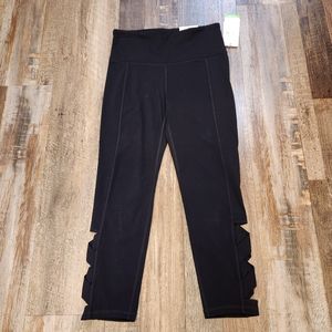 Gaiam The Om Fit Black Criss Cross Strappy Leggings NWT Size S